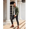 image:imageCOOFANDY Mens Casual Corduroy Jacket Lightweight Zip Up Vintage Jacket Collared Bomber JacketArmy Green