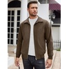 image:imageCOOFANDY Mens Casual Corduroy Jacket Lightweight Zip Up Vintage Jacket Collared Bomber JacketBrown