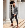 image:imageCOOFANDY Mens Casual Corduroy Jacket Lightweight Zip Up Vintage Jacket Collared Bomber JacketDark Grey