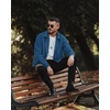 image:imageCOOFANDY Mens Casual Corduroy Jacket Lightweight Zip Up Vintage Jacket Collared Bomber JacketLake Blue