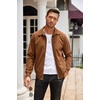 image:imageCOOFANDY Mens Casual Corduroy Jacket Lightweight Zip Up Vintage Jacket Collared Bomber JacketLight Brown