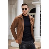 image:imageCOOFANDY Mens Casual Corduroy Jacket Lightweight Zip Up Vintage Jacket Collared Bomber JacketLight Brown