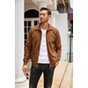 image:imageCOOFANDY Mens Casual Corduroy Jacket Lightweight Zip Up Vintage Jacket Collared Bomber JacketLight Brown