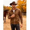 image:imageCOOFANDY Mens Casual Corduroy Jacket Lightweight Zip Up Vintage Jacket Collared Bomber JacketLight Brown