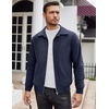 image:imageCOOFANDY Mens Casual Corduroy Jacket Lightweight Zip Up Vintage Jacket Collared Bomber JacketNavy Blue