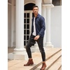 image:imageCOOFANDY Mens Casual Corduroy Jacket Lightweight Zip Up Vintage Jacket Collared Bomber JacketNavy Blue