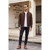 image:imageCOOFANDY Mens Casual Suede Bomber Jacket Lightweight Full Zip Up Jackets Vintage Faux Leather JacketBrown