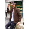image:imageCOOFANDY Mens Casual Suede Bomber Jacket Lightweight Full Zip Up Jackets Vintage Faux Leather JacketBrown
