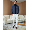 image:imageCOOFANDY Mens Casual Suede Bomber Jacket Lightweight Full Zip Up Jackets Vintage Faux Leather JacketDark Blue