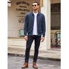 image:imageCOOFANDY Mens Casual Suede Bomber Jacket Lightweight Full Zip Up Jackets Vintage Faux Leather JacketDark Blue