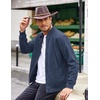 image:imageCOOFANDY Mens Casual Suede Bomber Jacket Lightweight Full Zip Up Jackets Vintage Faux Leather JacketDark Blue