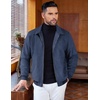 image:imageCOOFANDY Mens Casual Suede Bomber Jacket Lightweight Full Zip Up Jackets Vintage Faux Leather JacketDark Blue