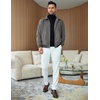 image:imageCOOFANDY Mens Casual Suede Bomber Jacket Lightweight Full Zip Up Jackets Vintage Faux Leather JacketDark Grey