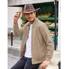 image:imageCOOFANDY Mens Casual Suede Bomber Jacket Lightweight Full Zip Up Jackets Vintage Faux Leather JacketKhaki
