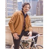 image:imageCOOFANDY Mens Casual Suede Bomber Jacket Lightweight Full Zip Up Jackets Vintage Faux Leather JacketLight Brown