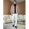 image:imageCOOFANDY Mens Casual Suede Bomber Jacket Lightweight Full Zip Up Jackets Vintage Faux Leather JacketMoon Grey
