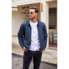image:imageCOOFANDY Mens Casual Suede Bomber Jacket Lightweight Full Zip Up Jackets Vintage Faux Leather JacketNavy Blue