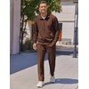 image:imageCOOFANDY Mens Casual Sweatsuit 2 Piece Athletic Full Zip Tracksuit Jacquard Jogging Set Fashion Jackets And Pants OutfitBrown