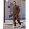 image:imageCOOFANDY Mens Casual Sweatsuit 2 Piece Athletic Full Zip Tracksuit Jacquard Jogging Set Fashion Jackets And Pants OutfitBrown