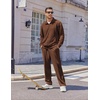 image:imageCOOFANDY Mens Casual Sweatsuit 2 Piece Athletic Full Zip Tracksuit Jacquard Jogging Set Fashion Jackets And Pants OutfitBrown