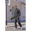 image:imageCOOFANDY Mens Casual Sweatsuit 2 Piece Athletic Full Zip Tracksuit Jacquard Jogging Set Fashion Jackets And Pants OutfitDark Grey