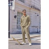 image:imageCOOFANDY Mens Casual Sweatsuit 2 Piece Athletic Full Zip Tracksuit Jacquard Jogging Set Fashion Jackets And Pants OutfitKhaki