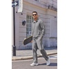 image:imageCOOFANDY Mens Casual Sweatsuit 2 Piece Athletic Full Zip Tracksuit Jacquard Jogging Set Fashion Jackets And Pants OutfitLight Grey Textile