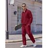 image:imageCOOFANDY Mens Casual Sweatsuit 2 Piece Athletic Full Zip Tracksuit Jacquard Jogging Set Fashion Jackets And Pants OutfitRed