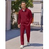 image:imageCOOFANDY Mens Casual Sweatsuit 2 Piece Athletic Full Zip Tracksuit Jacquard Jogging Set Fashion Jackets And Pants OutfitRed