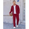 image:imageCOOFANDY Mens Casual Sweatsuit 2 Piece Athletic Full Zip Tracksuit Jacquard Jogging Set Fashion Jackets And Pants OutfitRed