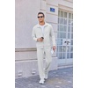 image:imageCOOFANDY Mens Casual Sweatsuit 2 Piece Athletic Full Zip Tracksuit Jacquard Jogging Set Fashion Jackets And Pants OutfitWhite