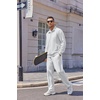 image:imageCOOFANDY Mens Casual Sweatsuit 2 Piece Athletic Full Zip Tracksuit Jacquard Jogging Set Fashion Jackets And Pants OutfitWhite