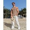 image:imageCOOFANDY Mens Casual Tank Tops 2 Pack Waffle Knit Sleeveless Shirt Breathable Tank Shirts Summer Muscle TeeKhaki