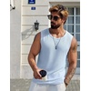image:imageCOOFANDY Mens Casual Tank Tops 2 Pack Waffle Knit Sleeveless Shirt Breathable Tank Shirts Summer Muscle TeeLight Blue
