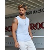 image:imageCOOFANDY Mens Casual Tank Tops 2 Pack Waffle Knit Sleeveless Shirt Breathable Tank Shirts Summer Muscle TeeLight Blue