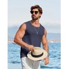 image:imageCOOFANDY Mens Casual Tank Tops 2 Pack Waffle Knit Sleeveless Shirt Breathable Tank Shirts Summer Muscle TeeNavyLight Blue