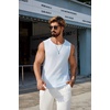 image:imageCOOFANDY Mens Casual Tank Tops 2 Pack Waffle Knit Sleeveless Shirt Breathable Tank Shirts Summer Muscle TeeNavyLight Blue