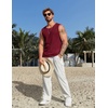 image:imageCOOFANDY Mens Casual Tank Tops 2 Pack Waffle Knit Sleeveless Shirt Breathable Tank Shirts Summer Muscle TeeWine Red