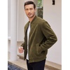 image:imageCOOFANDY Mens Casual Varsity Jacket Vintage Lightweight Suede Bomber JacketsGreen