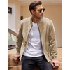 image:imageCOOFANDY Mens Casual Varsity Jacket Vintage Lightweight Suede Bomber JacketsLight Khaki