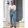 image:imageCOOFANDY Mens Classic Casual Dress Pants Expandable Waist Suit Pant Slim Fit Flat Front SlacksDenim Blue