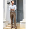 image:imageCOOFANDY Mens Classic Casual Dress Pants Expandable Waist Suit Pant Slim Fit Flat Front SlacksGrey Brown
