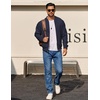 image:imageCOOFANDY Mens Cotton Bomber Jacket Lightweight Flight Jackets Casual Softshell Varisty JacketNavy Blue