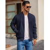 image:imageCOOFANDY Mens Cotton Bomber Jacket Lightweight Flight Jackets Casual Softshell Varisty JacketNavy Blue