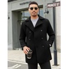 image:imageCOOFANDY Mens Double Breasted Pea Coat Winter Overcoat Short Trench Coat Notched CollarBlack