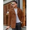 image:imageCOOFANDY Mens Double Breasted Pea Coat Winter Overcoat Short Trench Coat Notched CollarBrown