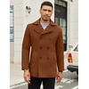image:imageCOOFANDY Mens Double Breasted Pea Coat Winter Overcoat Short Trench Coat Notched CollarBrown