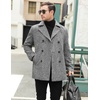 image:imageCOOFANDY Mens Double Breasted Pea Coat Winter Overcoat Short Trench Coat Notched CollarGrey Plaid