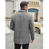 image:imageCOOFANDY Mens Double Breasted Pea Coat Winter Overcoat Short Trench Coat Notched CollarGrey Plaid