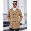 image:imageCOOFANDY Mens Double Breasted Pea Coat Winter Overcoat Short Trench Coat Notched CollarKhaki